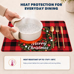 Christmas Wreath Plaid Christmas PVC placemat | heat resistance up to 176 degrees Fahrenheit