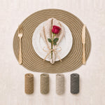 Camel | Concentric Woven Round Polyester Placemats color overview with Camel featured