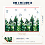 Evergreen Snowflakes Christmas PVC placemat | size and dimensions: 45 by 30 centimeters, approximately 17.7 by 11.8 inches, 2 millimeters thick