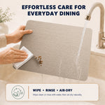 Taupe | Taupe placemat rinse and air-dry care guide