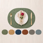 Sage | Oval Embossed Botanical PVC Placemats color overview with Sage featured
