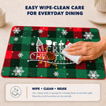 Red-Green Christmas Plaid Christmas PVC placemat | wipe-clean care instructions