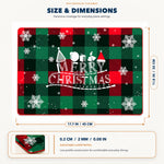 Red-Green Christmas Plaid Christmas PVC placemat | size and dimensions: 45 by 30 centimeters, approximately 17.7 by 11.8 inches, 2 millimeters thick