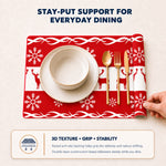 Red Reindeer Christmas PVC placemat | raised anti-slip double-layer backing