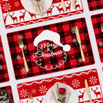 Santa Hat Plaid Christmas PVC placemat | five-print assortment with the selected design featured