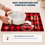 Santa Hat Plaid Christmas PVC placemat | heat resistance up to 176 degrees Fahrenheit