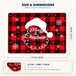 Santa Hat Plaid Christmas PVC placemat | size and dimensions: 45 by 30 centimeters, approximately 17.7 by 11.8 inches, 2 millimeters thick