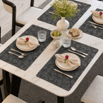 Charcoal | Charcoal Tone-on-Tone Floral PVC Placemats styled on a dining table
