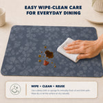 Slate Blue | Slate Blue placemat wipe-clean care guide
