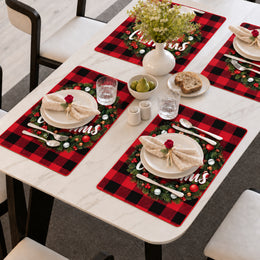 Christmas Wreath Plaid Christmas PVC placemat | Christmas table setting
