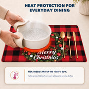 Christmas Wreath Plaid Christmas PVC placemat | heat resistance up to 176 degrees Fahrenheit