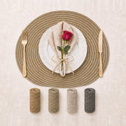 Camel | Concentric Woven Round Polyester Placemats color overview with Camel featured