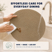 Camel | Camel placemat rinse and air-dry care guide