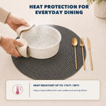 Charcoal | Charcoal round placemat with heat resistance up to 176°F