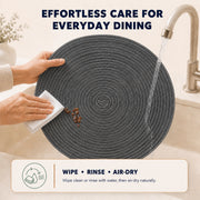 Charcoal | Charcoal placemat rinse and air-dry care guide