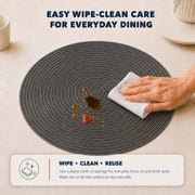 Charcoal | Charcoal placemat wipe-clean care guide