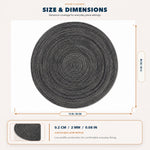 Charcoal | Charcoal Concentric Woven Round Polyester Placemats dimensions: 38 cm diameter (approx. 15 in)