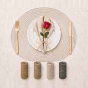 Cream | Concentric Woven Round Polyester Placemats color overview with Cream featured