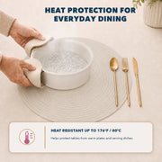 Cream | Cream round placemat with heat resistance up to 176°F