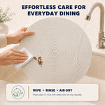 Cream | Cream placemat rinse and air-dry care guide