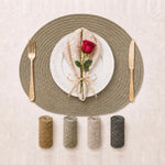 Natural | Concentric Woven Round Polyester Placemats color overview with Natural featured