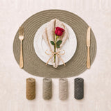 Natural | Concentric Woven Round Polyester Placemats color overview with Natural featured