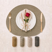 Natural | Concentric Woven Round Polyester Placemats color overview with Natural featured