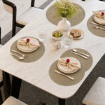 Natural | Natural Concentric Woven Round Polyester Placemats styled on a dining table
