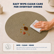Natural | Natural placemat wipe-clean care guide