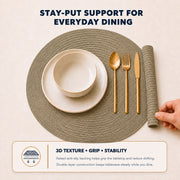 Natural | Natural placemat raised anti-slip double-layer backing