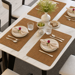Cognac | Cognac Embossed Mandala Floral PVC Placemats styled on a dining table