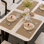 Camel | Camel Embossed Paisley PVC Placemats styled on a dining table
