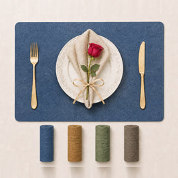 Denim Blue | Embossed Paisley PVC Placemats color overview with Denim Blue featured