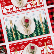 Evergreen Snowflakes Christmas PVC placemat | five-print assortment with the selected design featured