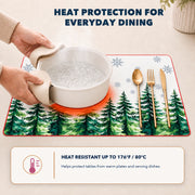 Evergreen Snowflakes Christmas PVC placemat | heat resistance up to 176 degrees Fahrenheit