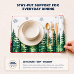 Evergreen Snowflakes Christmas PVC placemat | raised anti-slip double-layer backing