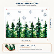 Evergreen Snowflakes Christmas PVC placemat | size and dimensions: 45 by 30 centimeters, approximately 17.7 by 11.8 inches, 2 millimeters thick