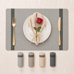 Silver Gray | Herringbone Double-Stripe PVC-Polyester Placemats color overview with Silver Gray featured