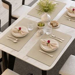 Cream | Cream Lace Floral Texture PVC Placemats styled on a dining table