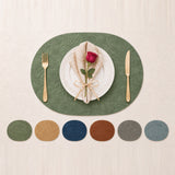 Sage | Oval Embossed Botanical PVC Placemats color overview with Sage featured