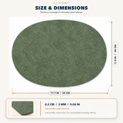 Sage | Sage Oval Embossed Botanical PVC Placemats dimensions: 45 × 30 cm (approx. 17.7 × 11.8 in)