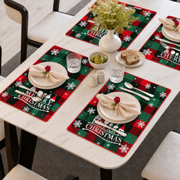 Red-Green Christmas Plaid Christmas PVC placemat | Christmas table setting