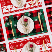 Red-Green Christmas Plaid Christmas PVC placemat | five-print assortment with the selected design featured