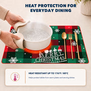 Red-Green Christmas Plaid Christmas PVC placemat | heat resistance up to 176 degrees Fahrenheit