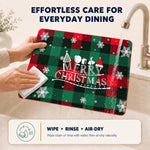 Red-Green Christmas Plaid Christmas PVC placemat | rinse-clean care instructions