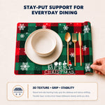 Red-Green Christmas Plaid Christmas PVC placemat | raised anti-slip double-layer backing