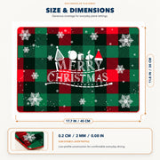 Red-Green Christmas Plaid Christmas PVC placemat | size and dimensions: 45 by 30 centimeters, approximately 17.7 by 11.8 inches, 2 millimeters thick