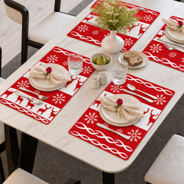 Red Reindeer Christmas PVC placemat | Christmas table setting