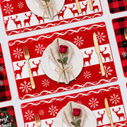 Red Reindeer Christmas PVC placemat | five-print assortment with the selected design featured