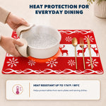 Red Reindeer Christmas PVC placemat | heat resistance up to 176 degrees Fahrenheit